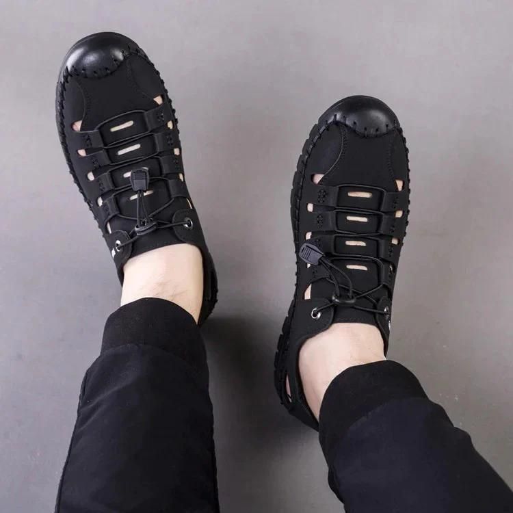 Men’s Stylish Casual Shoes | Black/Tan | Lace-Up