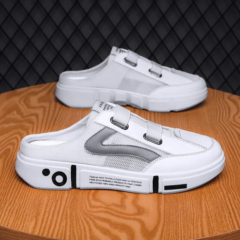 Half Slippers | Non-Slip Casual Shoes for Men | White | Slip-On
