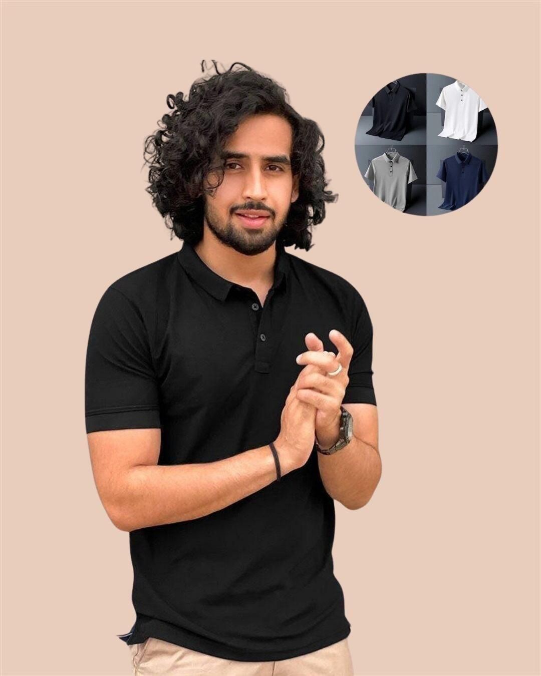 Poly Matte Solid Half Sleeves Polo T-Shirts β Pack of 4