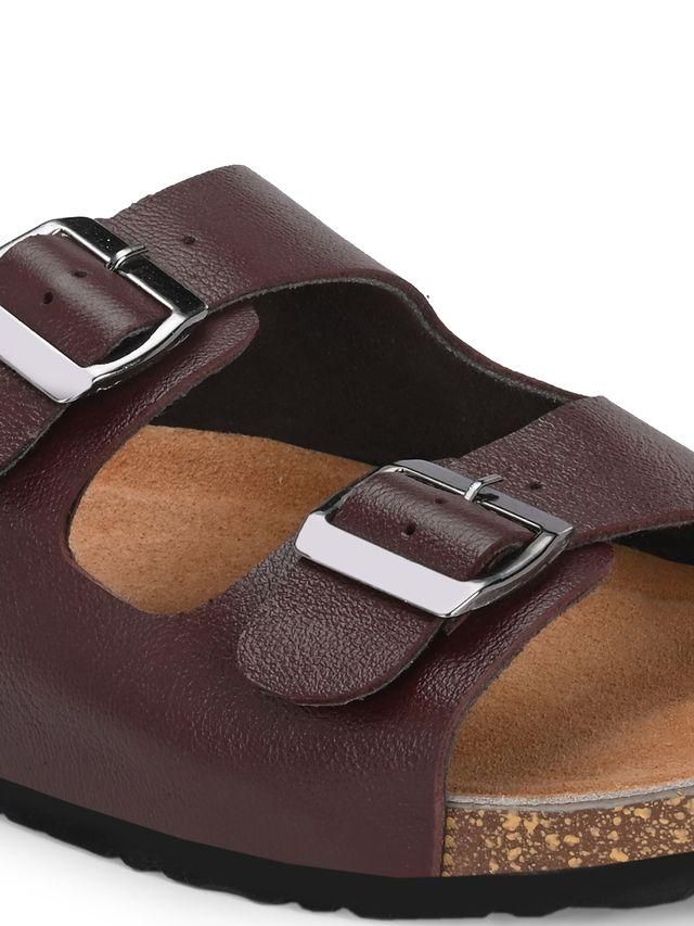 Arizona Cherry Leather Slippers | Maroon |