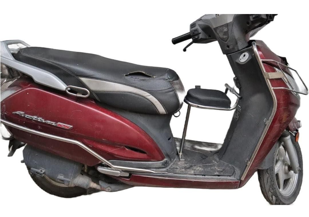 Portable Baby Seat for Scooters | Leather & Steel | Universal Fit | Safety Footrest Guard