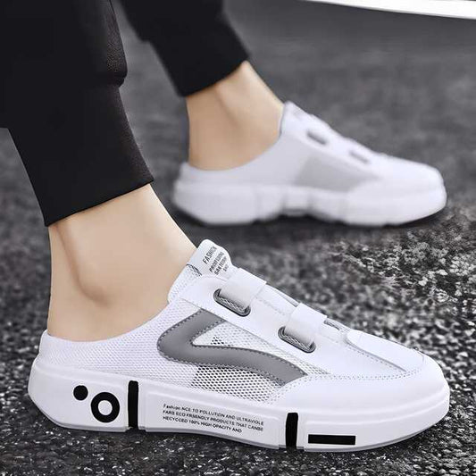 Half Slippers | Non-Slip Casual Shoes for Men | White | Slip-On