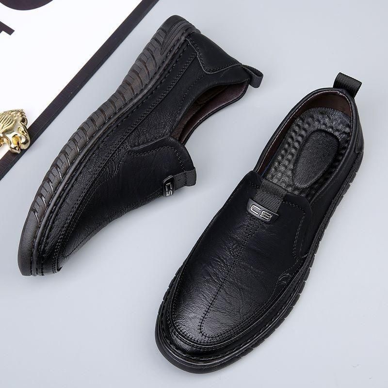 Men’s Casual Synthetic Loafers – Black Slide