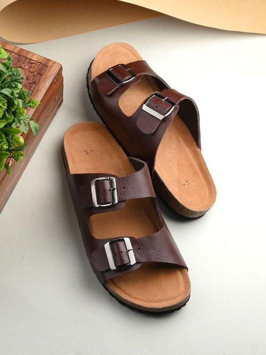 Arizona Cherry Leather Slippers | Maroon |