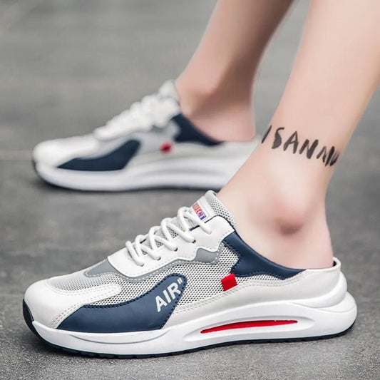 Men’s Daily Wear Sneakers | White-Grey | Lace-Up