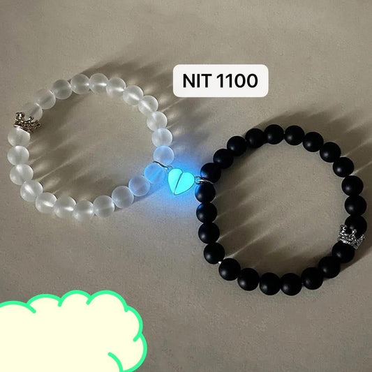 Glow-in-the-Dark Lover & BFF Bracelet Set – 2pcs | Beaded & Bonded