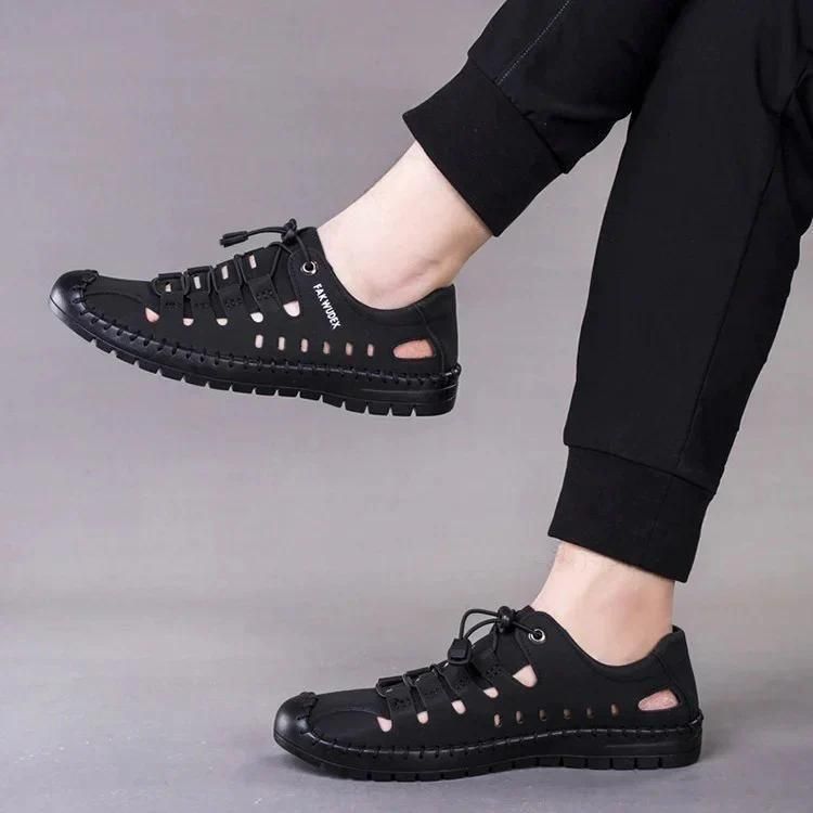 Men’s Stylish Casual Shoes | Black/Tan | Lace-Up
