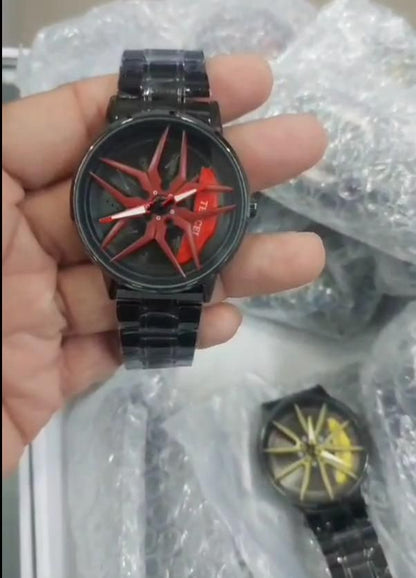 Stereoscopic Car Wheel Watch – Rotating Dial | Alloy Steel Build