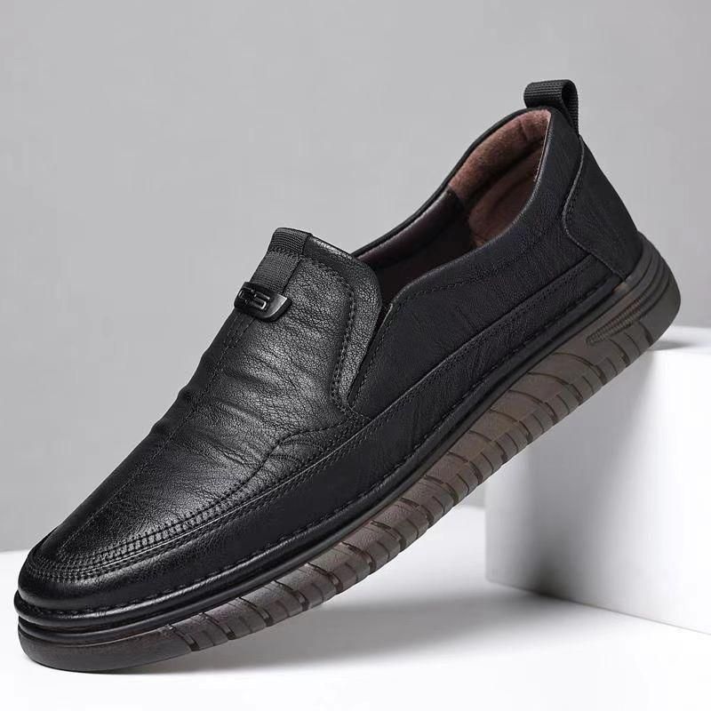 Men’s Casual Synthetic Loafers – Black Slide
