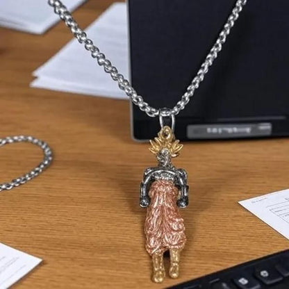 Goku-Inspired Pendant Chain | Stainless Steel | Silver-Plated