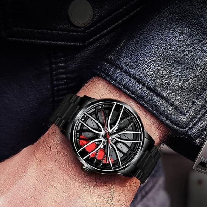 Stereoscopic Car Wheel Watch – Rotating Dial | Alloy Steel Build