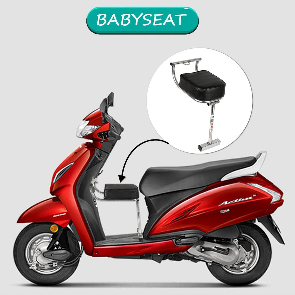 Portable Baby Seat for Scooters | Leather & Steel | Universal Fit | Safety Footrest Guard